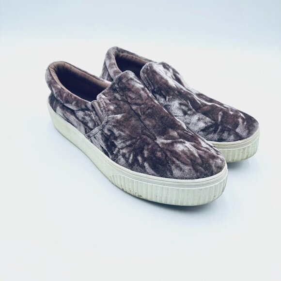 Fabletics Womens Pier Platform Shoes Size 8 Mink Beige Slip On Crushed Velvet - Picture 1 of 8